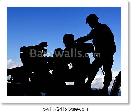 Silhouette Of Soldiers Operating A Bgm 71 Tow Guided Missile System By Stocktrek Images Art Print Barewalls Posters Prints Bw