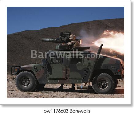 A Missileman Firing A Bgm 71 Tow Missile Atop A Humvee By Stocktrek Images Art Print Barewalls Posters Prints Bw