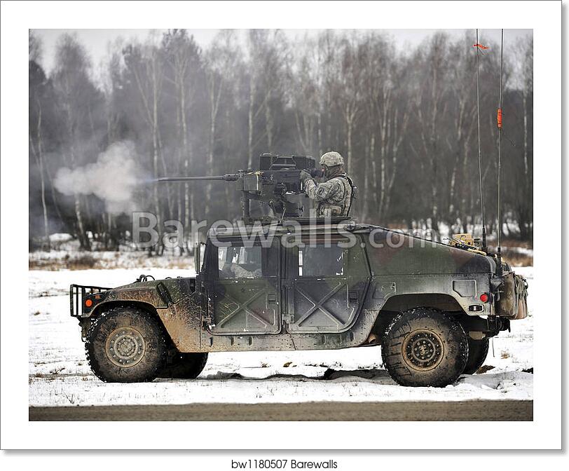 U S Army Paratrooper Fires An M2 50 Caliber Machine Gun Atop A Humvee By Stocktrek Images Art Print Barewalls Posters Prints Bw U S Army Paratrooper Fires An M2 50 Caliber Machine Gun Atop A Humvee By Stocktrek Images Art Print Barewalls Posters Prints Bw