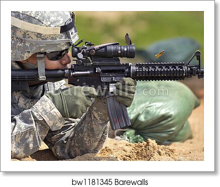 Download U S Army Soldier Fires At A Target With A M4 Carbine Rifle By Stocktrek Images Art Print Barewalls Posters Prints Bw1181345