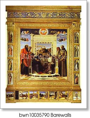 Pesaro Altarpiece. Coronation of the Virgin by Giovanni Bellini, Art Print