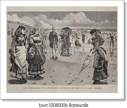 The Beach at Long Branch, published as an Art Supplement to Appleton's Journal, August 21, 1869 by Winslow Homer, Art Print