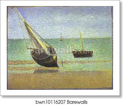 Boats. Bateux, maree basse, Grandcamp by Georges Seurat, Art Print Boats. Bateux, maree basse, Grandcamp by Georges Seurat, Art Print