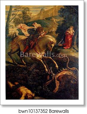 St.George and the Dragon by Jacopo Robusti, Called Tintoretto, Art Print