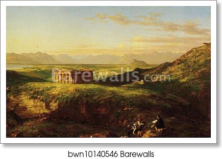 The Temple of Segesta with the Artist Sketching. Detail by Thomas Cole, Art Print The Temple of Segesta with the Artist Sketching. Detail by Thomas Cole, Art Print