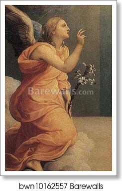 Annunciation. Detail by Agnolo Bronzino, Art Print