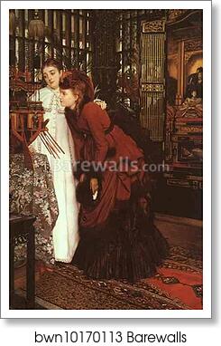 Young Ladies Looking at Japanese Objects by Jacques Joseph Tissot (A.K.A. James Tissot), Art Print