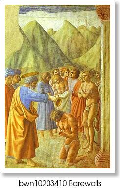 St. Peter Baptizing the Neophytes by Masaccio, Art Print