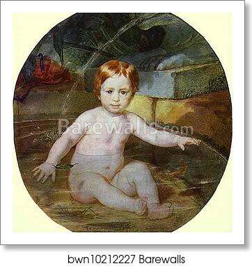 Child in a Swimming Pool (Portrait of Prince A. G. Gagarin in Childhood) by Karl Brulloff, Art Print
