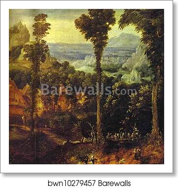 Flight into Egypt. Detail by Herri De Patinir, Called Herri Met De Bles, Art Print Flight into Egypt. Detail by Herri De Patinir, Called Herri Met De Bles, Art Print