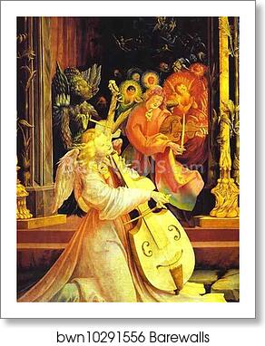Concert of Angels. Detail by Matthias Grünewald, Art Print