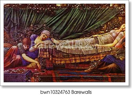 'The Briar Rose' series, IV: the Sleaping Beauty by Sir Edward Coley Burne-Jones, Art Print