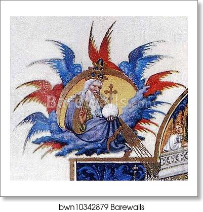 Les tr�s riches heures du Duc de Berry. Coronation of Mary. Detail by Limbourg Brothers, Art Print Les tr�s riches heures du Duc de Berry. Coronation of Mary. Detail by Limbourg Brothers, Art Print