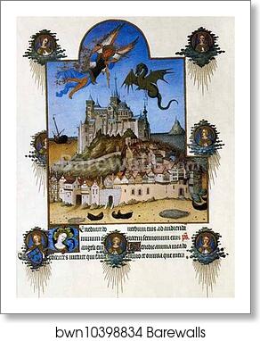 Les tr�s riches heures du Duc de Berry. St. Michael by Limbourg Brothers, Art Print Les tr�s riches heures du Duc de Berry. St. Michael by Limbourg Brothers, Art Print