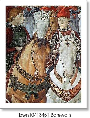 Procession of the Magus Balthazar. Detail by Benozzo Gozzoli, Art Print