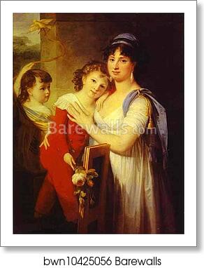 Portrait of Anna Muravyova-Apostol (1770s-1810) with Her Son Mathew (1793-1886) and Her Daughter Catherine (1794-1849) by Jean-Laurent Mosnier, Art Print