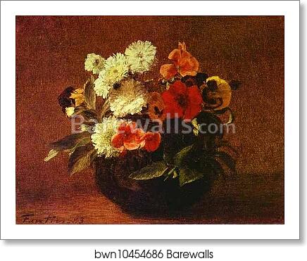 Flowers in an Earthenware Vase by Henri Fantin-Latour, Art Print