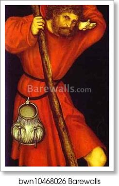 St. Christopher. Reverse Side of St. Elizabeth Panel by Lucas Cranach The Elder, Art Print