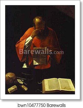 St. Jerome Reading by Georges De La Tour, Art Print