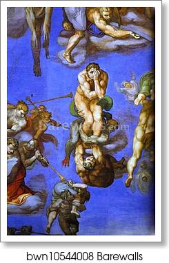 The Last Judgment. Detail by Michelangelo, Art Print