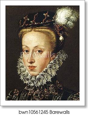 Portrait of Queen Anne of Austria. Detail by Sofonisba Anguissola, Art Print
