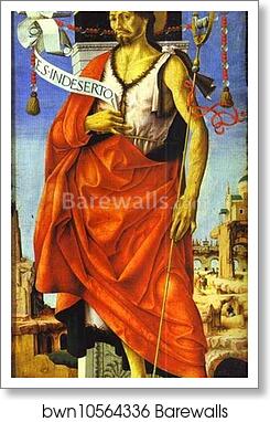 St. John the Baptist. Side panel of the Grifoni Polyptych by Francesco Del Cossa, Art Print