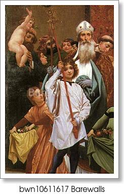 Cimabue's Celebrated Madonna is Carried in Procession through the Streets of Florence; in front of the Madonna, and Crowned with Laurels, walks CImabue Himself, with his Pupil Giotto; behind It Arnolfo Di Lapo, Gaddo Gaddi, Andrea Tafi, Niccola Pisano, Bu by Frederick Leighton, Art Print