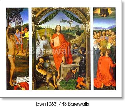 The Resurrection, with the Martyrdom of St. Sebastian and the Ascension by Hans Memling, Art Print The Resurrection, with the Martyrdom of St. Sebastian and the Ascension by Hans Memling, Art Print