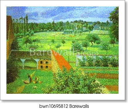 View from the Artist's Window at Eragny by Camille Pissarro, Art Print
