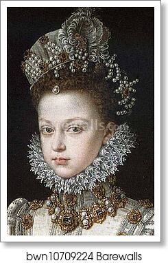 Portrait of the Infanta Isabella Clara Eugenia. Detail by Sofonisba Anguissola, Art Print