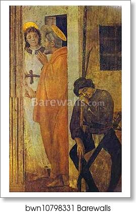 The Liberation of St. Peter from Prison. Detail by Filippino Lippi, Art Print The Liberation of St. Peter from Prison. Detail by Filippino Lippi, Art Print