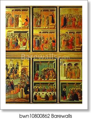 Maestà (back, detail of the central panel) by Duccio Di Buoninsegna, Art Print