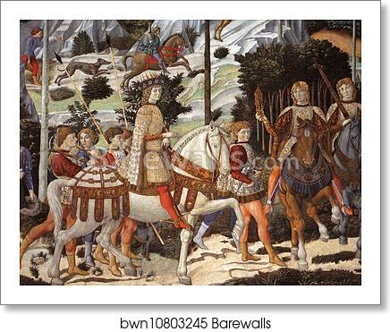 Procession of the Magus Balthazar. Detail by Benozzo Gozzoli, Art Print