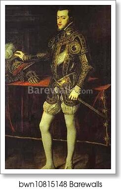 Portrait of Philip II in Armor by Titian, Art Print
