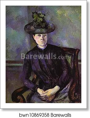 Portrait of a Woman in Green Hat (Mme Cézanne) by Paul Cézanne, Art Print