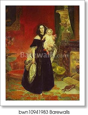 Portrait of M. A. Beck and Her Daughter M.I. Beck by Karl Brulloff, Art Print