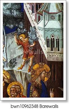 Entry of Christ into Jerusalem. Detail by Pietro Lorenzetti, Art Print