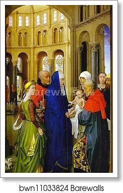 St. Columba Altarpiece. Presentation in the Temple. The right panel by Rogier Van Der Weyden, Art Print St. Columba Altarpiece. Presentation in the Temple. The right panel by Rogier Van Der Weyden, Art Print