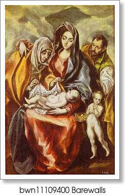 The Holy Family with St. Anne and the Young St. John the Baptist by El Greco, Art Print