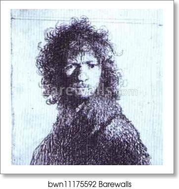 Self-Portrait with Knitted Brows by Rembrandt Harmenszoon Van Rijn, Art Print