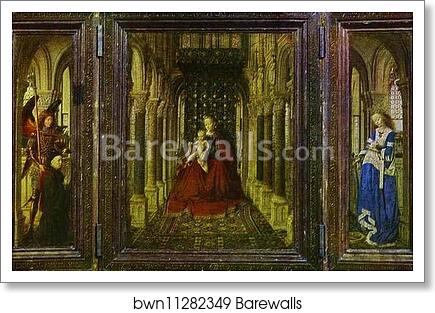 The Virgin and Child in a Church (a portable altar) by Jan Van Eyck, Art Print