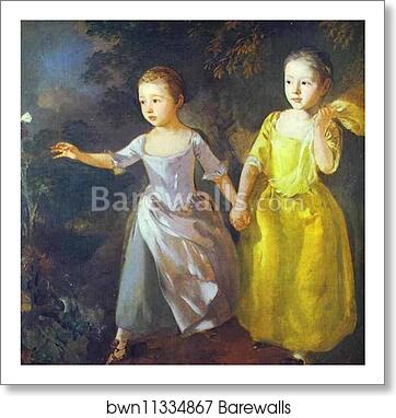 The Painter's Daughters, Margaret and Mary, Chasing Butterfly by Thomas Gainsborough, Art Print The Painter's Daughters, Margaret and Mary, Chasing Butterfly by Thomas Gainsborough, Art Print