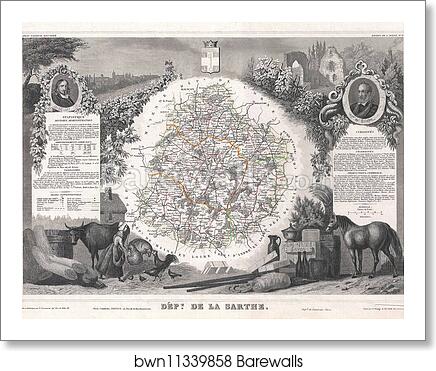 Dept. de la Sarthe by Victor Jules Levasseur, Art Print