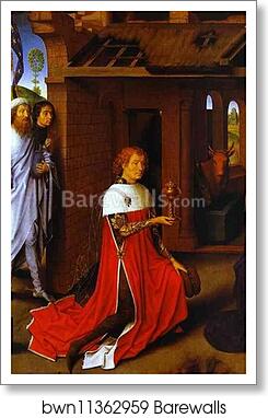 The Adoration of the Magi. Detail by Hans Memling, Art Print