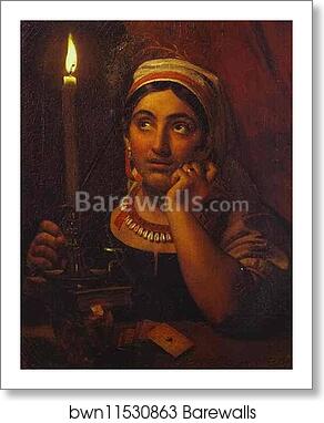 Fortune-Teller with a Candle by Orest Kiprensky, Art Print