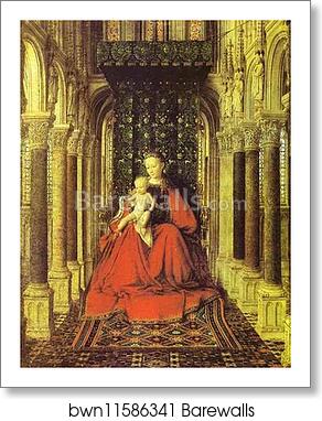 The Virgin and Child in a Church (central section of a portable altar) by Jan Van Eyck, Art Print