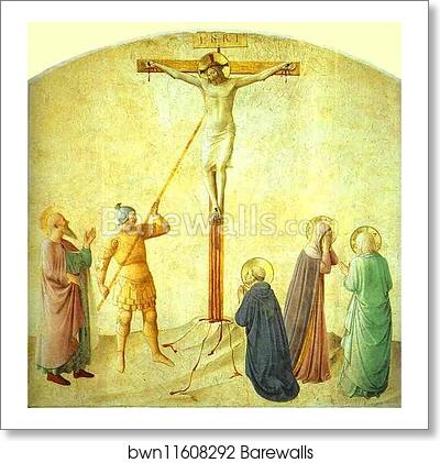 St. Dominic with the Crucifix - Piercing of the Christ's Side by Fra Angelico, Art Print St. Dominic with the Crucifix - Piercing of the Christ's Side by Fra Angelico, Art Print