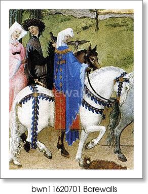 Les trÄ�s riches heures du Duc de Berry. August. Chateau d'Etampes. Detail by Limbourg Brothers, Art Print