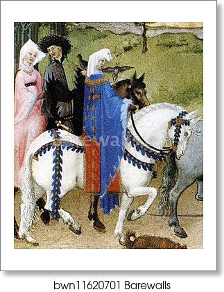 Les tr�s riches heures du Duc de Berry. August. Chateau d'Etampes. Detail by Limbourg Brothers, Art Print Les tr�s riches heures du Duc de Berry. August. Chateau d'Etampes. Detail by Limbourg Brothers, Art Print