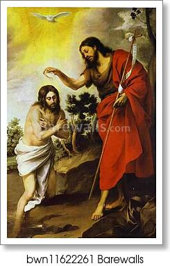 The Baptism of Christ by Bartolomé Esteban Murillo, Art Print
